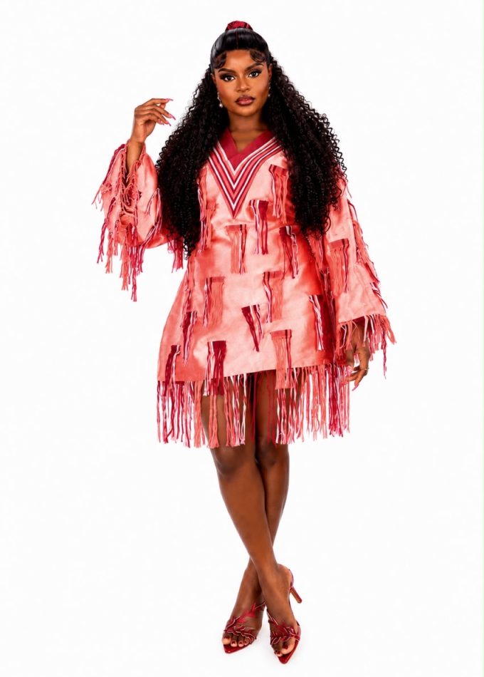 the ceo aso oke fringe dress