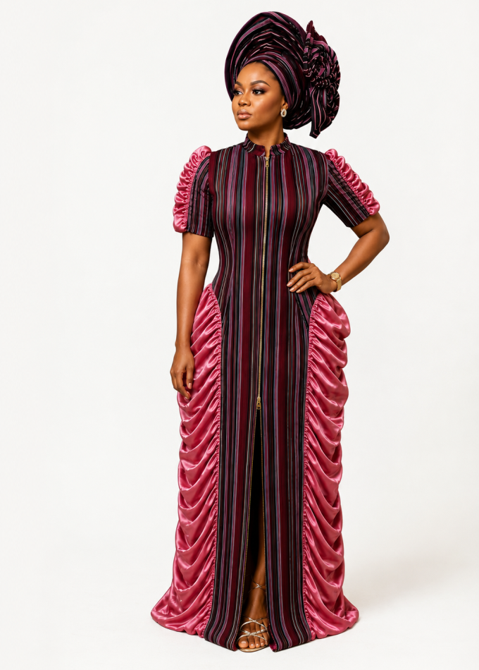 eleganza aso oke dress with head gear